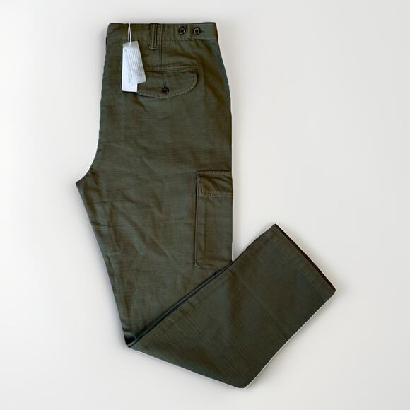 Outerknown Military Field Pants 35 Green Minimalist Straight Leg Cargo NWT